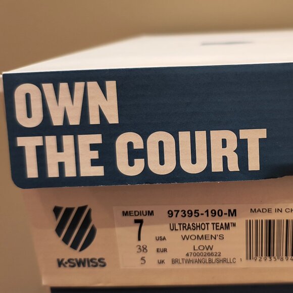 K-Swiss Women's Ultrashot Team Tennis Pickleball Shoes Size‎ 7, White/Blue New - Picture 6 of 6